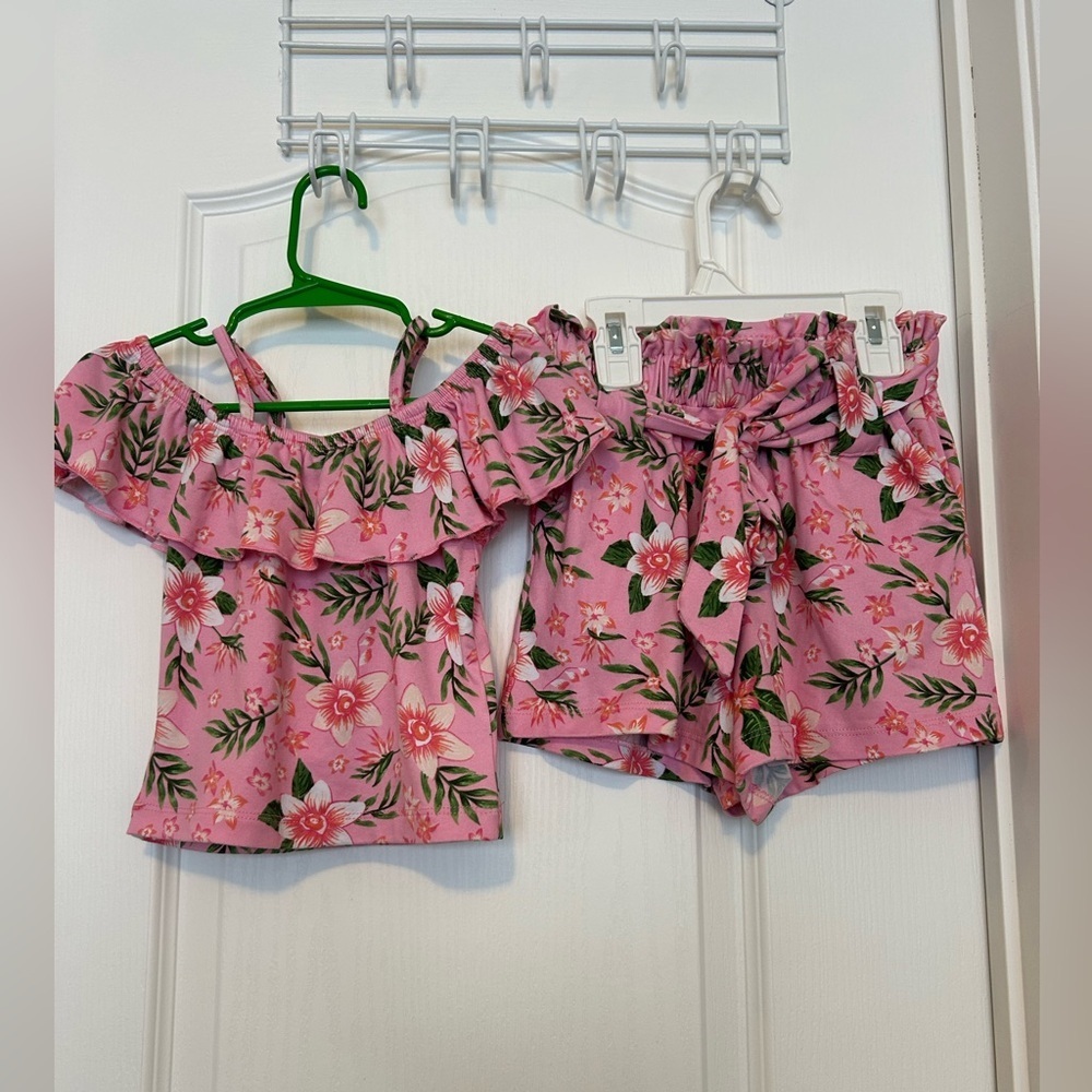 UKids Floral 2-Piece Set | Off Shoulder Top & Shorts |
